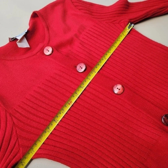 Jessica Howard Red Sweater Midi Dress Long Sleeves Front Buttoned Pockets Knit L - Picture 4 of 16